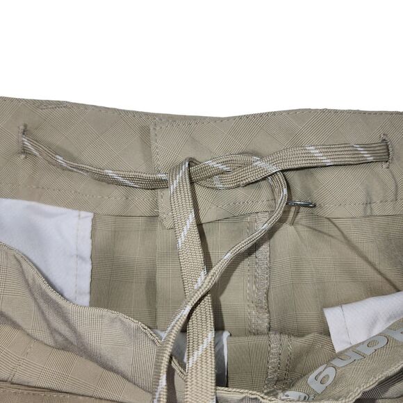 Hang Ten Shorts Mens 34 Tan Check California Chino Hybrid Skate Surf Stretch - Picture 4 of 11